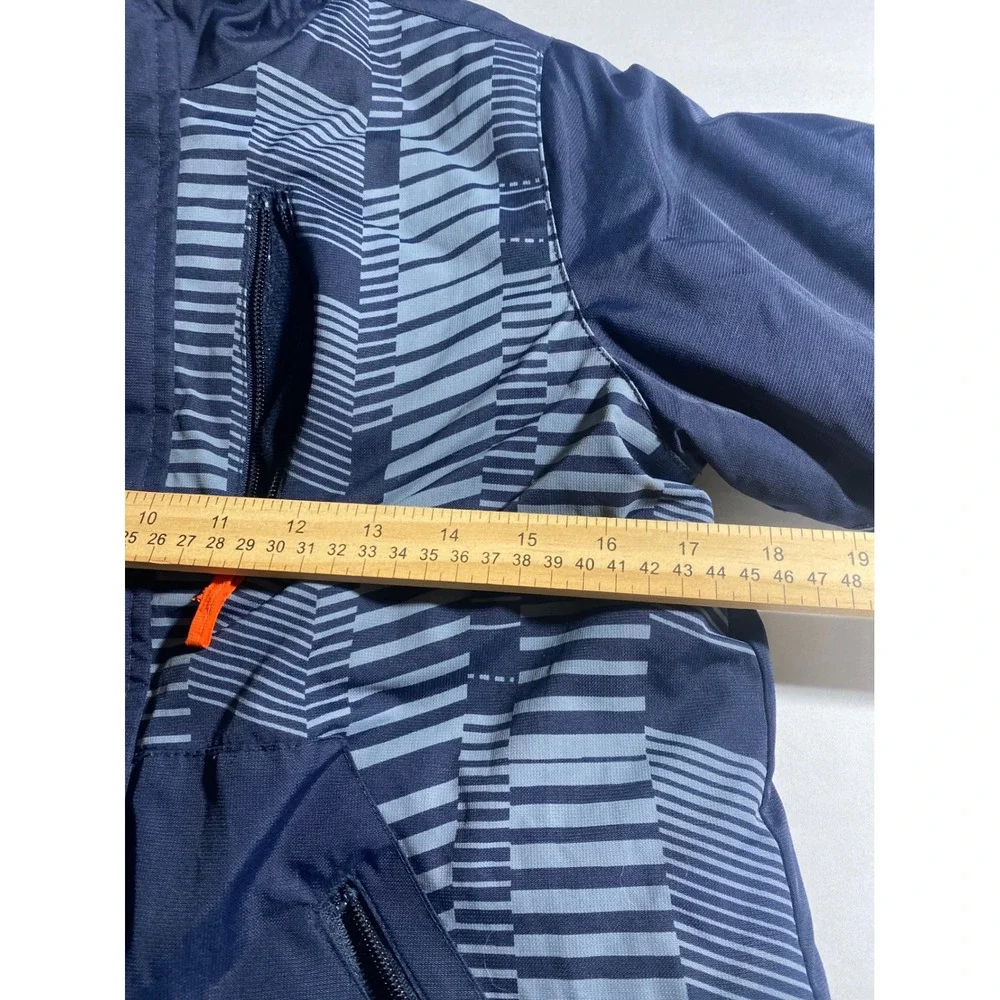 The Children's Place Puffer Jacket Kids M 7/8 Navy Orange Excellent Hooded Parka